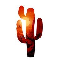 Mexican cacti silhouette with desert landscape vector