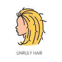 Unruly hair treatment and care outline color icon vector