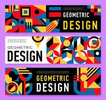 Banners with abstract modern geometric pattern vector