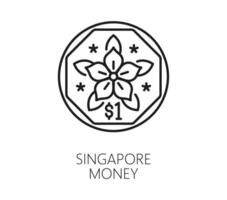 Singapore travel vacation icon, Singapore dollar vector