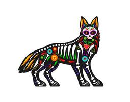 mexicano día de el muerto animal azúcar cráneo tatuaje vector