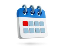 3D calendar icon, schedule planner, organizer app vector