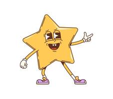 Cartoon groovy geometric star figure character vector