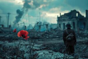 War, a moment frozen in the frame, the soul is touched by fear and grief, a that embodies the horror and sadness of the great war, a glimpse of history, wrapped in emotion, captures the heart and mind photo