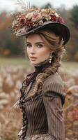 1800s fashion lifestyle, authentic setting and atmosphere, a glimpse into the elegance and grandeur of the past, timeless beauty and sophistication reimagined photo