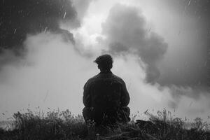 un sentido reflexión de horror, un capturar el emociones de tragedia durante el genial segundo guerra, un Mira a el profundidad de emoción y temor durante un difícil período en historia foto