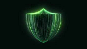 A Green Shield With A Glowing Effect. Security Shield Glowing Motion Speed Lines video