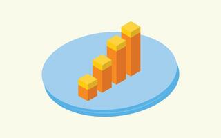 Isometric Bar chart illustration. isometric colorful graph with an increasing business growth theme vector