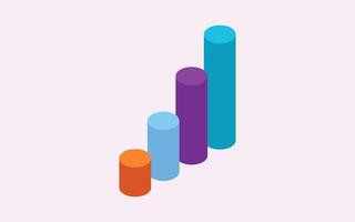 Isometric Bar chart illustration. isometric colorful graph with an increasing business growth theme vector