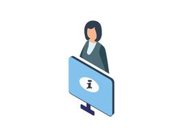 Information desk isometric icon illustration isolated on a white background. vector