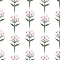 Simple wild flowers on white background seamless pattern vector