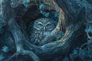 Wise and mysterious owl, exploring the beauty and symbolism of these nocturnal creatures, a glimpse into the enchanting world of owls, their grace, intelligence, and significance in nature's tapestry photo