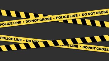 Yellow Police Warning Tape Wrapped Around, Isolated on Dark Background. Police Lines, Wide Design, Banner for Web, Social Media. vector