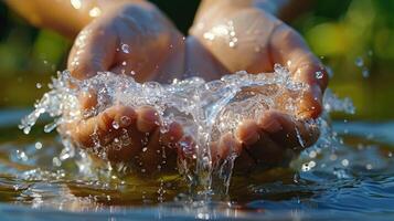 celebrando mundo agua día, levantamiento conciencia y promoviendo sostenible agua gestión, defendiendo para acceso a limpiar agua para todo, colectivo acción para un mas saludable planeta y más brillante futuro. foto