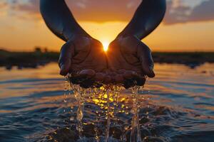 celebrando mundo agua día, levantamiento conciencia y promoviendo sostenible agua gestión, defendiendo para acceso a limpiar agua para todo, colectivo acción para un mas saludable planeta y más brillante futuro. foto