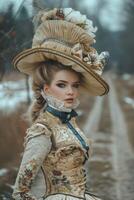 1800s fashion lifestyle, authentic setting and atmosphere, a glimpse into the elegance and grandeur of the past, timeless beauty and sophistication reimagined photo