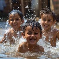 celebrando mundo agua día, levantamiento conciencia y promoviendo sostenible agua gestión, defendiendo para acceso a limpiar agua para todo, colectivo acción para un mas saludable planeta y más brillante futuro. foto