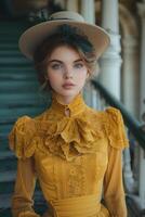 1800s fashion lifestyle, authentic setting and atmosphere, a glimpse into the elegance and grandeur of the past, timeless beauty and sophistication reimagined photo