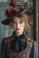 1800s fashion lifestyle, authentic setting and atmosphere, a glimpse into the elegance and grandeur of the past, timeless beauty and sophistication reimagined photo