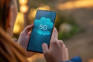 Text 5G, fifth generation of cellular technology, faster data speeds, lower latency, enhanced connectivity, and supports massive IoT deployments, revolutionizing communication photo