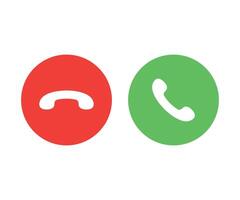 Red and green yes no buttons icon. Answer and decline symbol. Accept call and decline phone icons. vector