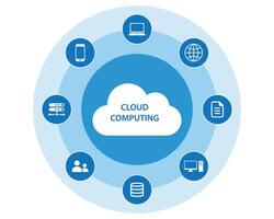 Cloud computing concept. Cloud computing technology with icons vector
