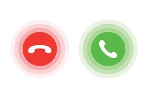 Red and green yes no buttons icon. Answer and decline symbol. Accept call and decline phone icons. vector