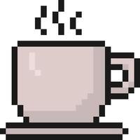 coffee or tea mug pixel art icon, beverage, pixelated, mosaic, 80s, 90s old arcade games style, items for game, app, social media and more vector