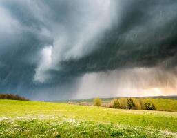 storm over meadow background photo