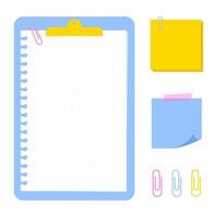 Clipboard Flat and Notepad with tape and paperclip vector