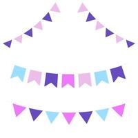 Party bunting. Color paper triangular flags colorful party pennants for celebration decoration vector