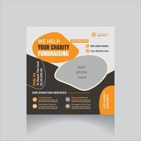 professional charity social media post layout vector