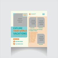 editable travel agency social media post layout vector