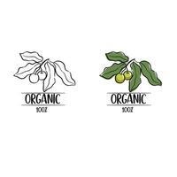 Abstract logo design with hand drawn. Organic Food , Natural products. Minimal boho style. vector
