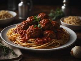espagueti y albóndigas foto