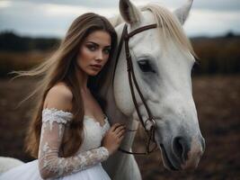 Woman and horse photo