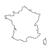 contorno Francia mapa en un blanco antecedentes vector