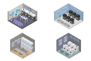 lavandería habitación isométrica en blanco antecedentes vector