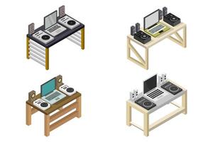 Dj table isometric on white background vector