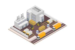 Isometric factory on white background vector