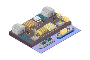 Seaport isometric on white background vector