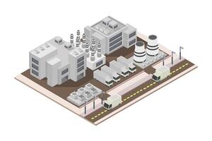 Isometric nuclear power plant on white background vector