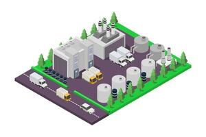 Isometric oil refinery on white background vector