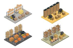 Warehouse isometric on white background vector