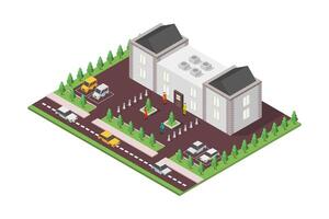 Isometric university on white background vector