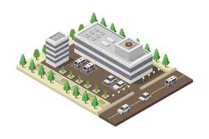 Isometric hospital building on white background vector