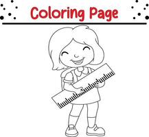 cute girl coloring page. cute coloring book for kids vector