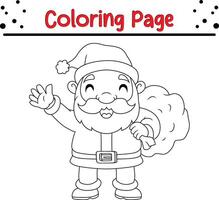 Cute Santa Claus coloring book page for adults and kids vector