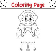 cute boy astronaut coloring book page for adults and kids vector