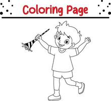 cute little boy coloring book page for adults and kids vector